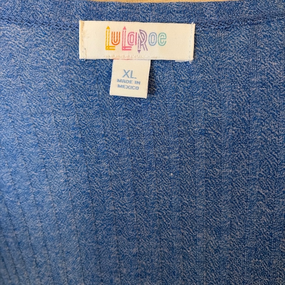 Lularoe Sarah - Solid Blue Ribbed Duster Cardigan… - image 4